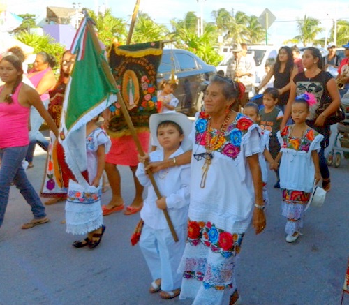 Guadalupe Parade in Puerto Morelos